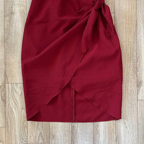 BCBGeneration Faux Wrap Burgundy Red Mini Dress Womens Size 12 Holiday Party - Picture 8 of 15